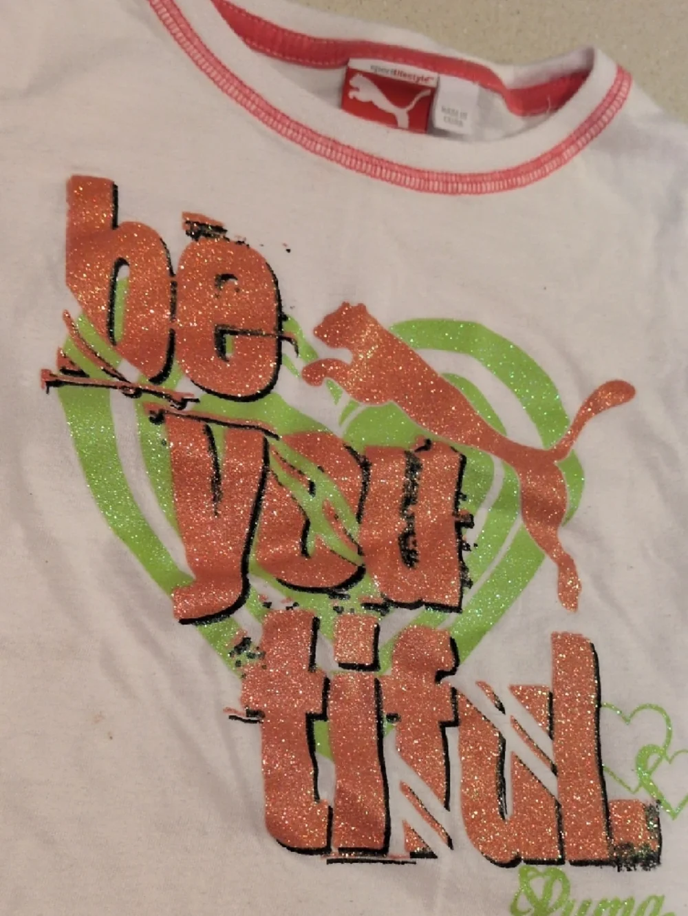 Puma White Tee with Coral Joggers - Picture 6 of 10